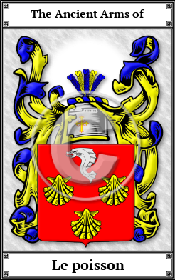 Le poisson Family Crest Download (JPG) Book Plated - 600 DPI